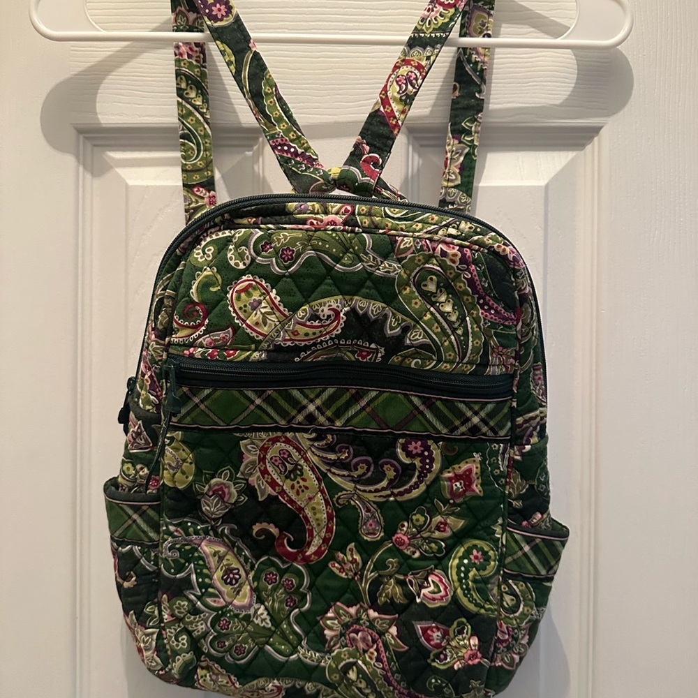 Vera Bradley Green and Pink Paisley Backpack - NWOT